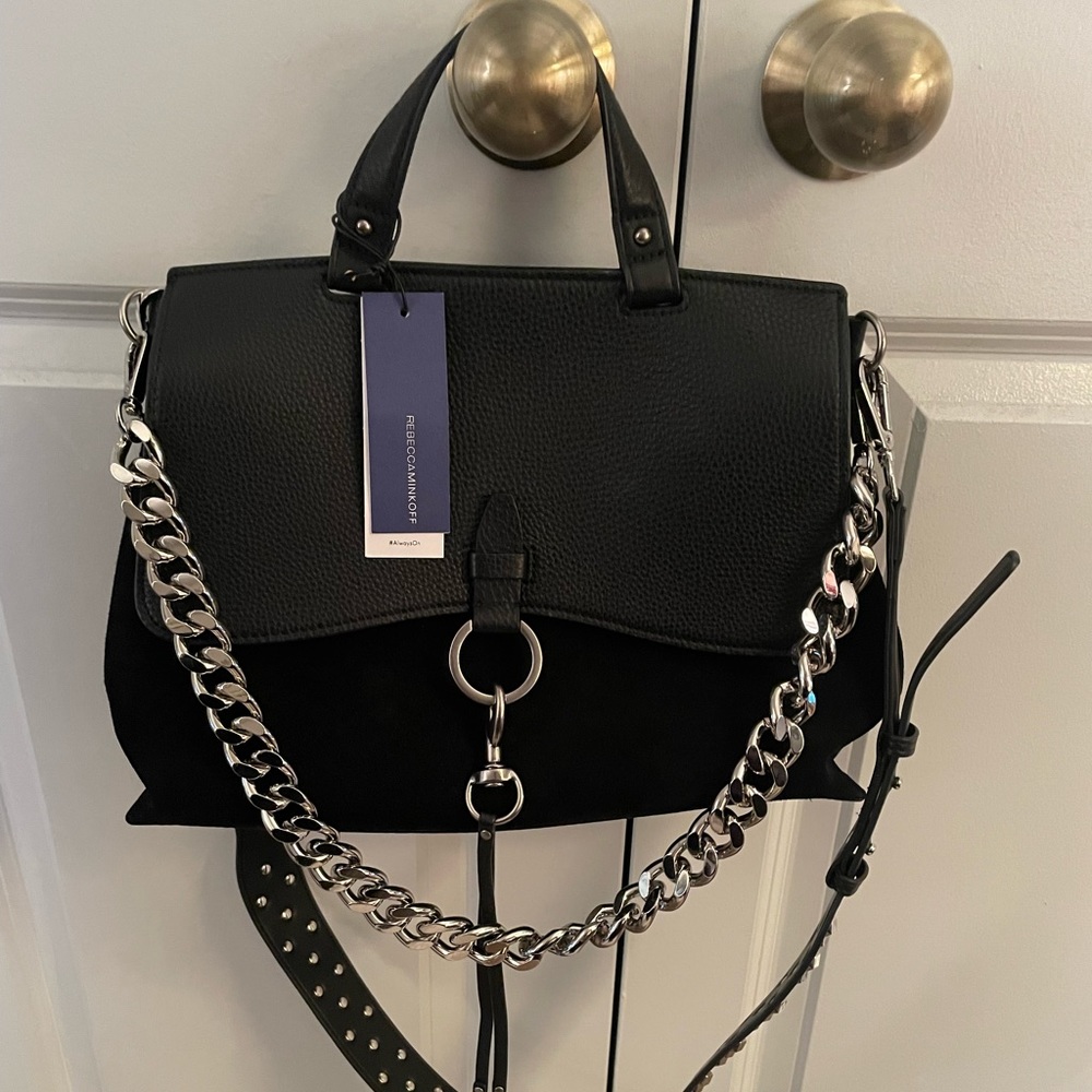 Rebecca Minkoff Medium Keith Suede & Leather Satchel Black
